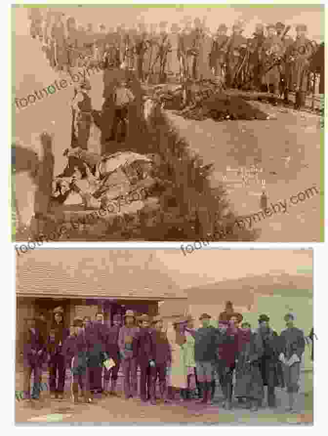 A Black And White Photograph Of The Wounded Knee Massacre, Showing Lakota Indians Being Surrounded By U.S. Soldiers. The Heartbeat Of Wounded Knee: Native America From 1890 To The Present