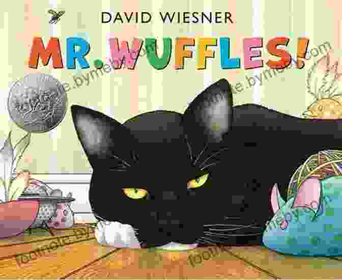 Illustration Of Mr. Wuffles In A Striped Sweater Riding A Hot Air Balloon Pulled By Fireflies Mr Wuffles (Caldecott Medal Honors Winning Title(s))